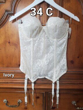 Vintage Goddess Ivory Lace Corset Bustier 34C NOS NWT Bridal